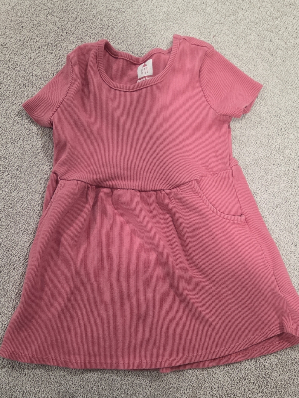 GAP Girls' Rose Pink Ribbed Short-Sleeve Dress